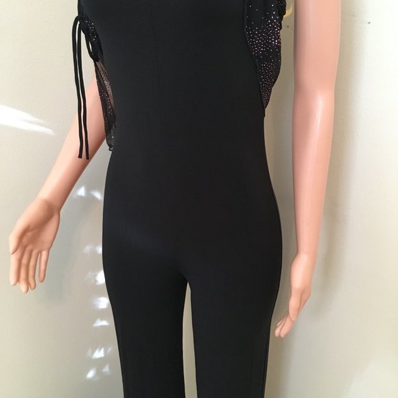 Rag Brand Dressy Black Jumpsuit With Sparkle Overlay - Picture 6 of 10